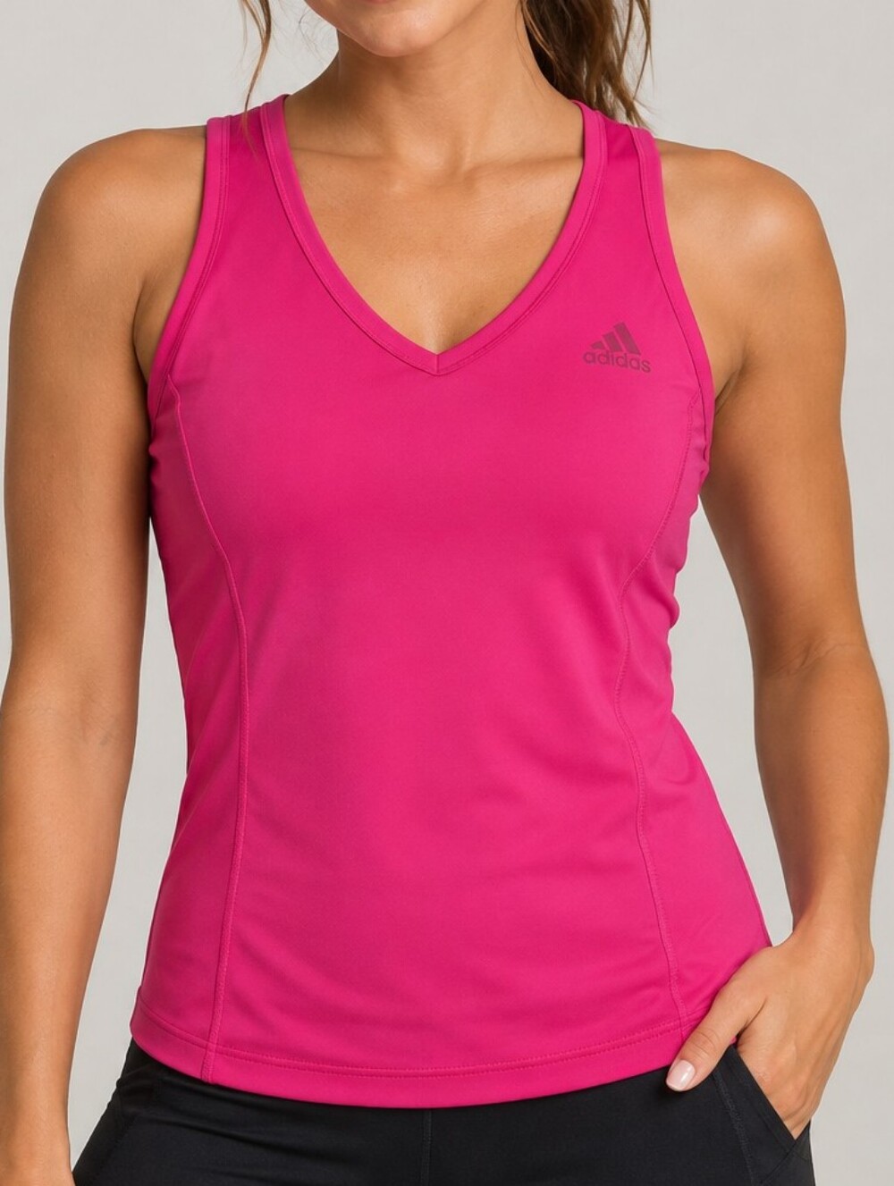 ADIDAS Women’s Pink V-Neck Athletic Performance Tank Top Size L